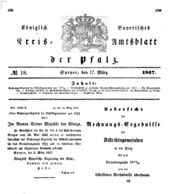 Königlich-bayerisches Kreis-Amtsblatt der Pfalz (Königlich bayerisches Amts- und Intelligenzblatt für die Pfalz) Dienstag 17. März 1857