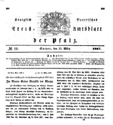 Königlich-bayerisches Kreis-Amtsblatt der Pfalz (Königlich bayerisches Amts- und Intelligenzblatt für die Pfalz) Freitag 20. März 1857