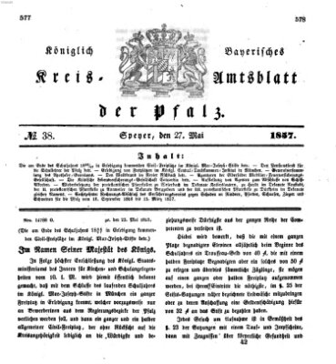 Königlich-bayerisches Kreis-Amtsblatt der Pfalz (Königlich bayerisches Amts- und Intelligenzblatt für die Pfalz) Mittwoch 27. Mai 1857