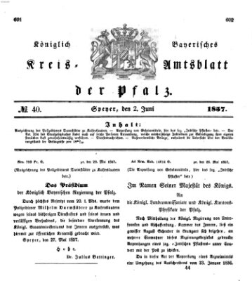 Königlich-bayerisches Kreis-Amtsblatt der Pfalz (Königlich bayerisches Amts- und Intelligenzblatt für die Pfalz) Dienstag 2. Juni 1857