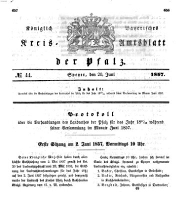 Königlich-bayerisches Kreis-Amtsblatt der Pfalz (Königlich bayerisches Amts- und Intelligenzblatt für die Pfalz) Samstag 20. Juni 1857