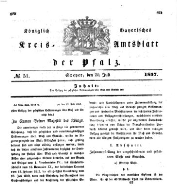 Königlich-bayerisches Kreis-Amtsblatt der Pfalz (Königlich bayerisches Amts- und Intelligenzblatt für die Pfalz) Montag 20. Juli 1857