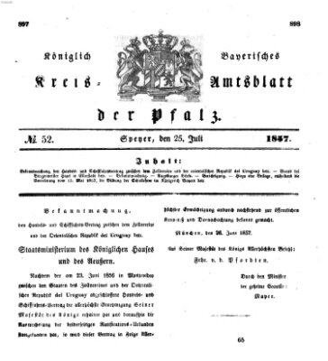 Königlich-bayerisches Kreis-Amtsblatt der Pfalz (Königlich bayerisches Amts- und Intelligenzblatt für die Pfalz) Samstag 25. Juli 1857