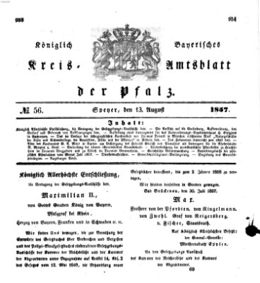 Königlich-bayerisches Kreis-Amtsblatt der Pfalz (Königlich bayerisches Amts- und Intelligenzblatt für die Pfalz) Donnerstag 13. August 1857