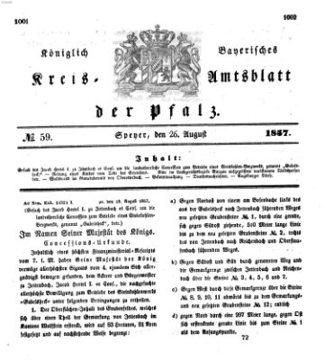 Königlich-bayerisches Kreis-Amtsblatt der Pfalz (Königlich bayerisches Amts- und Intelligenzblatt für die Pfalz) Mittwoch 26. August 1857