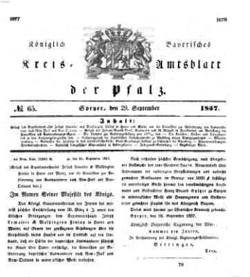 Königlich-bayerisches Kreis-Amtsblatt der Pfalz (Königlich bayerisches Amts- und Intelligenzblatt für die Pfalz) Dienstag 29. September 1857