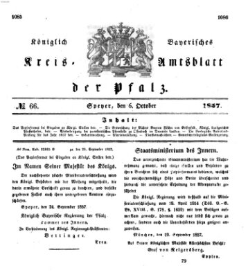 Königlich-bayerisches Kreis-Amtsblatt der Pfalz (Königlich bayerisches Amts- und Intelligenzblatt für die Pfalz) Dienstag 6. Oktober 1857