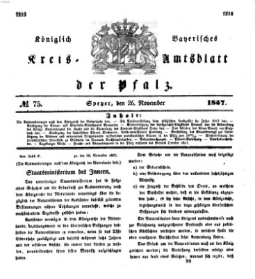 Königlich-bayerisches Kreis-Amtsblatt der Pfalz (Königlich bayerisches Amts- und Intelligenzblatt für die Pfalz) Donnerstag 26. November 1857