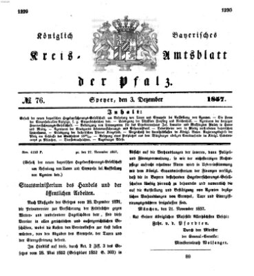 Königlich-bayerisches Kreis-Amtsblatt der Pfalz (Königlich bayerisches Amts- und Intelligenzblatt für die Pfalz) Donnerstag 3. Dezember 1857