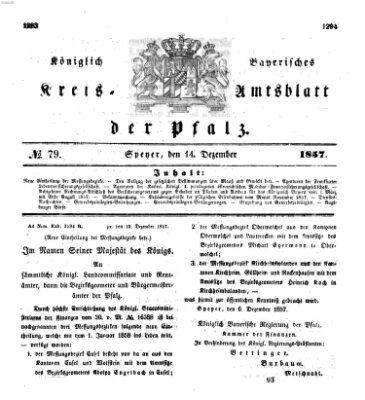 Königlich-bayerisches Kreis-Amtsblatt der Pfalz (Königlich bayerisches Amts- und Intelligenzblatt für die Pfalz) Montag 14. Dezember 1857