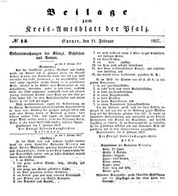 Königlich-bayerisches Kreis-Amtsblatt der Pfalz (Königlich bayerisches Amts- und Intelligenzblatt für die Pfalz) Mittwoch 11. Februar 1857