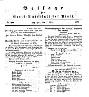 Königlich-bayerisches Kreis-Amtsblatt der Pfalz (Königlich bayerisches Amts- und Intelligenzblatt für die Pfalz) Samstag 7. März 1857