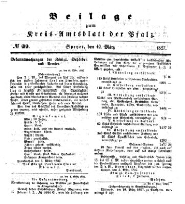 Königlich-bayerisches Kreis-Amtsblatt der Pfalz (Königlich bayerisches Amts- und Intelligenzblatt für die Pfalz) Donnerstag 12. März 1857