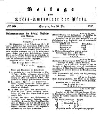 Königlich-bayerisches Kreis-Amtsblatt der Pfalz (Königlich bayerisches Amts- und Intelligenzblatt für die Pfalz) Mittwoch 20. Mai 1857