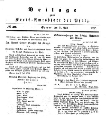 Königlich-bayerisches Kreis-Amtsblatt der Pfalz (Königlich bayerisches Amts- und Intelligenzblatt für die Pfalz) Dienstag 14. Juli 1857