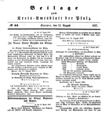 Königlich-bayerisches Kreis-Amtsblatt der Pfalz (Königlich bayerisches Amts- und Intelligenzblatt für die Pfalz) Samstag 22. August 1857