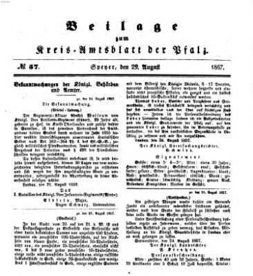 Königlich-bayerisches Kreis-Amtsblatt der Pfalz (Königlich bayerisches Amts- und Intelligenzblatt für die Pfalz) Samstag 29. August 1857