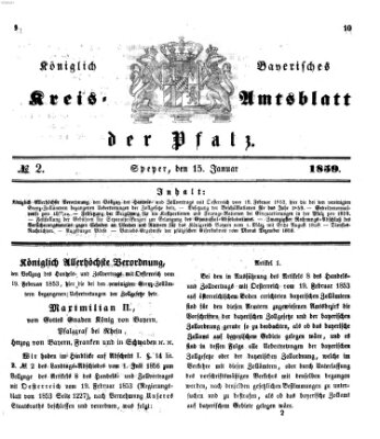 Königlich-bayerisches Kreis-Amtsblatt der Pfalz (Königlich bayerisches Amts- und Intelligenzblatt für die Pfalz) Samstag 15. Januar 1859