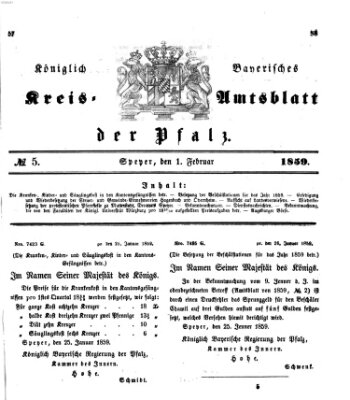 Königlich-bayerisches Kreis-Amtsblatt der Pfalz (Königlich bayerisches Amts- und Intelligenzblatt für die Pfalz) Dienstag 1. Februar 1859