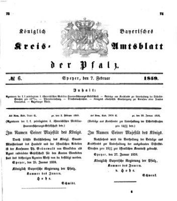 Königlich-bayerisches Kreis-Amtsblatt der Pfalz (Königlich bayerisches Amts- und Intelligenzblatt für die Pfalz) Montag 7. Februar 1859