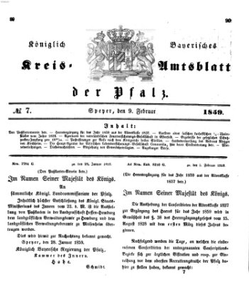 Königlich-bayerisches Kreis-Amtsblatt der Pfalz (Königlich bayerisches Amts- und Intelligenzblatt für die Pfalz) Mittwoch 9. Februar 1859