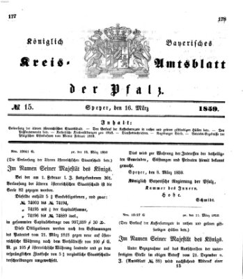 Königlich-bayerisches Kreis-Amtsblatt der Pfalz (Königlich bayerisches Amts- und Intelligenzblatt für die Pfalz) Mittwoch 16. März 1859