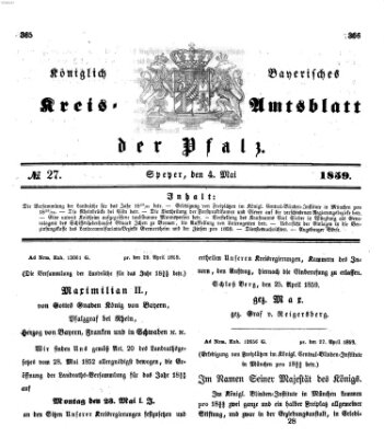 Königlich-bayerisches Kreis-Amtsblatt der Pfalz (Königlich bayerisches Amts- und Intelligenzblatt für die Pfalz) Mittwoch 4. Mai 1859