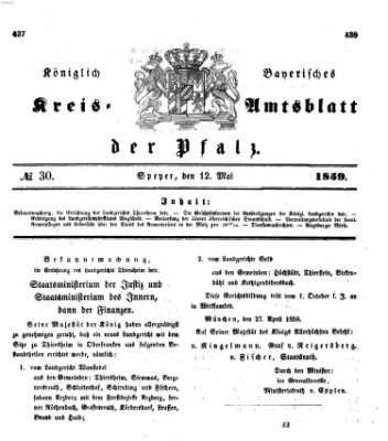 Königlich-bayerisches Kreis-Amtsblatt der Pfalz (Königlich bayerisches Amts- und Intelligenzblatt für die Pfalz) Donnerstag 12. Mai 1859