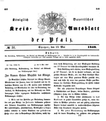 Königlich-bayerisches Kreis-Amtsblatt der Pfalz (Königlich bayerisches Amts- und Intelligenzblatt für die Pfalz) Freitag 13. Mai 1859