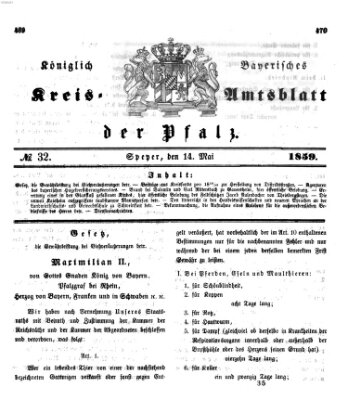 Königlich-bayerisches Kreis-Amtsblatt der Pfalz (Königlich bayerisches Amts- und Intelligenzblatt für die Pfalz) Samstag 14. Mai 1859