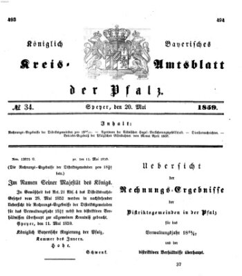 Königlich-bayerisches Kreis-Amtsblatt der Pfalz (Königlich bayerisches Amts- und Intelligenzblatt für die Pfalz) Freitag 20. Mai 1859