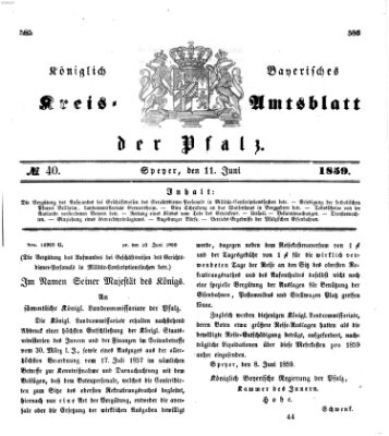 Königlich-bayerisches Kreis-Amtsblatt der Pfalz (Königlich bayerisches Amts- und Intelligenzblatt für die Pfalz) Samstag 11. Juni 1859