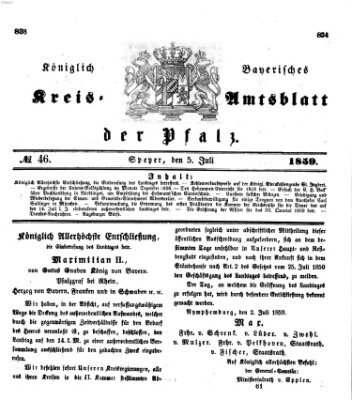 Königlich-bayerisches Kreis-Amtsblatt der Pfalz (Königlich bayerisches Amts- und Intelligenzblatt für die Pfalz) Dienstag 5. Juli 1859