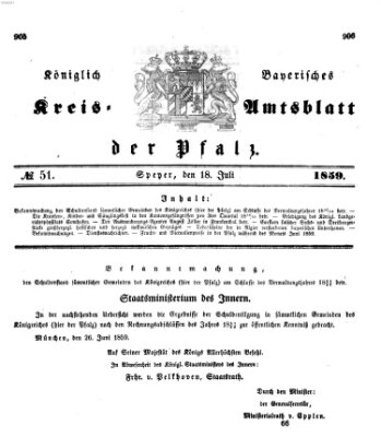 Königlich-bayerisches Kreis-Amtsblatt der Pfalz (Königlich bayerisches Amts- und Intelligenzblatt für die Pfalz) Montag 18. Juli 1859