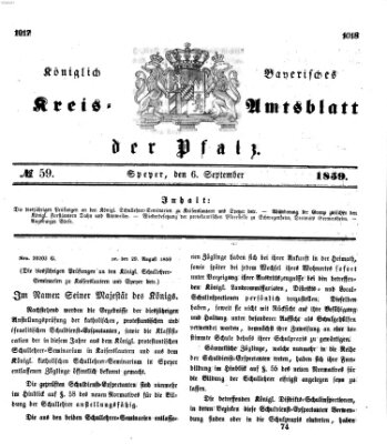 Königlich-bayerisches Kreis-Amtsblatt der Pfalz (Königlich bayerisches Amts- und Intelligenzblatt für die Pfalz) Dienstag 6. September 1859