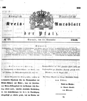 Königlich-bayerisches Kreis-Amtsblatt der Pfalz (Königlich bayerisches Amts- und Intelligenzblatt für die Pfalz) Dienstag 13. September 1859