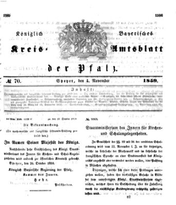 Königlich-bayerisches Kreis-Amtsblatt der Pfalz (Königlich bayerisches Amts- und Intelligenzblatt für die Pfalz) Freitag 4. November 1859