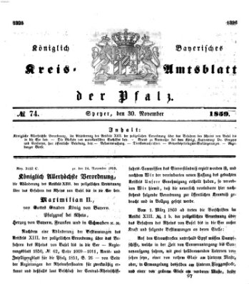 Königlich-bayerisches Kreis-Amtsblatt der Pfalz (Königlich bayerisches Amts- und Intelligenzblatt für die Pfalz) Mittwoch 30. November 1859