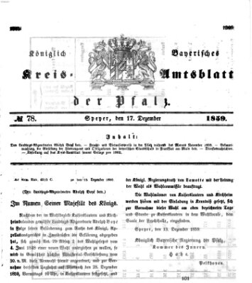 Königlich-bayerisches Kreis-Amtsblatt der Pfalz (Königlich bayerisches Amts- und Intelligenzblatt für die Pfalz) Samstag 17. Dezember 1859