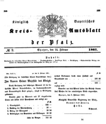 Königlich-bayerisches Kreis-Amtsblatt der Pfalz (Königlich bayerisches Amts- und Intelligenzblatt für die Pfalz) Donnerstag 14. Februar 1861