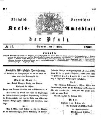 Königlich-bayerisches Kreis-Amtsblatt der Pfalz (Königlich bayerisches Amts- und Intelligenzblatt für die Pfalz) Donnerstag 7. März 1861