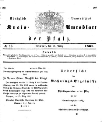 Königlich-bayerisches Kreis-Amtsblatt der Pfalz (Königlich bayerisches Amts- und Intelligenzblatt für die Pfalz) Donnerstag 21. März 1861