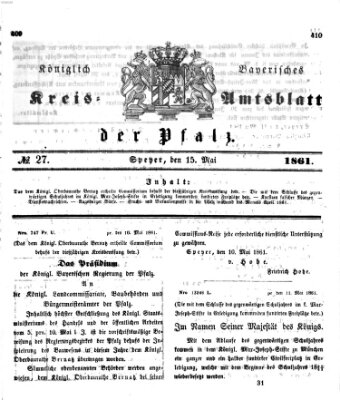 Königlich-bayerisches Kreis-Amtsblatt der Pfalz (Königlich bayerisches Amts- und Intelligenzblatt für die Pfalz) Mittwoch 15. Mai 1861