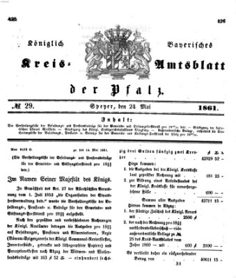 Königlich-bayerisches Kreis-Amtsblatt der Pfalz (Königlich bayerisches Amts- und Intelligenzblatt für die Pfalz) Freitag 24. Mai 1861