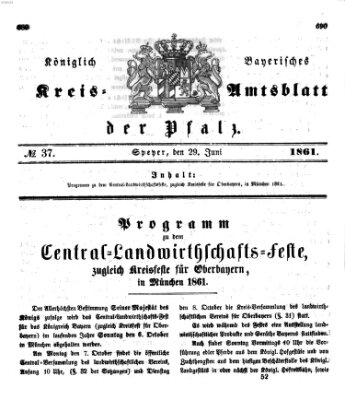 Königlich-bayerisches Kreis-Amtsblatt der Pfalz (Königlich bayerisches Amts- und Intelligenzblatt für die Pfalz) Samstag 29. Juni 1861