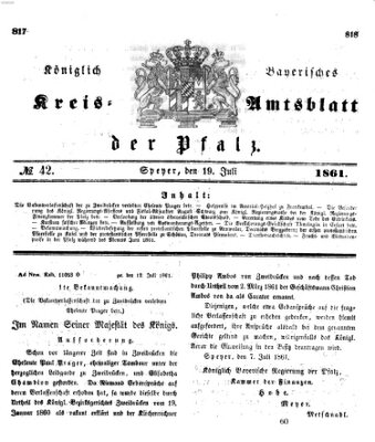 Königlich-bayerisches Kreis-Amtsblatt der Pfalz (Königlich bayerisches Amts- und Intelligenzblatt für die Pfalz) Freitag 19. Juli 1861