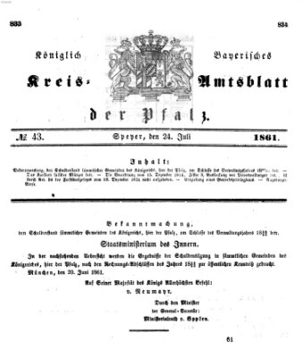 Königlich-bayerisches Kreis-Amtsblatt der Pfalz (Königlich bayerisches Amts- und Intelligenzblatt für die Pfalz) Mittwoch 24. Juli 1861