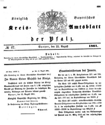 Königlich-bayerisches Kreis-Amtsblatt der Pfalz (Königlich bayerisches Amts- und Intelligenzblatt für die Pfalz) Donnerstag 22. August 1861