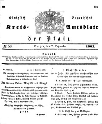 Königlich-bayerisches Kreis-Amtsblatt der Pfalz (Königlich bayerisches Amts- und Intelligenzblatt für die Pfalz) Samstag 7. September 1861