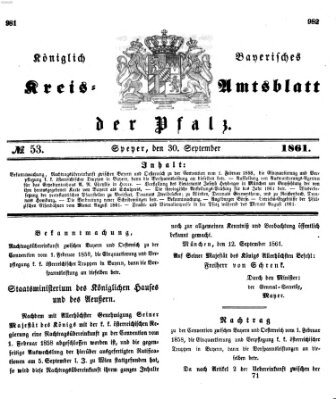 Königlich-bayerisches Kreis-Amtsblatt der Pfalz (Königlich bayerisches Amts- und Intelligenzblatt für die Pfalz) Montag 30. September 1861